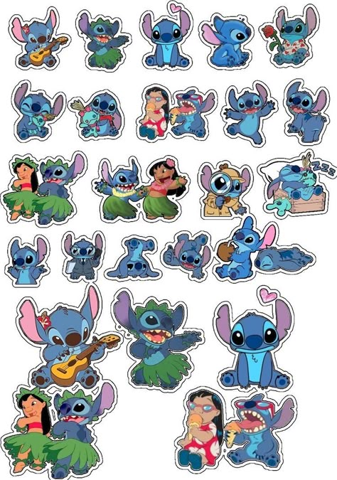 Stitch Stickers Printable, Cartoon Stickers Printable, Disney Stickers Printables, Disney Stickers, ليلو وستيتش, Lilo And Stitch Drawings, Character Stickers, طابع بريدي, Sticker Design Inspiration