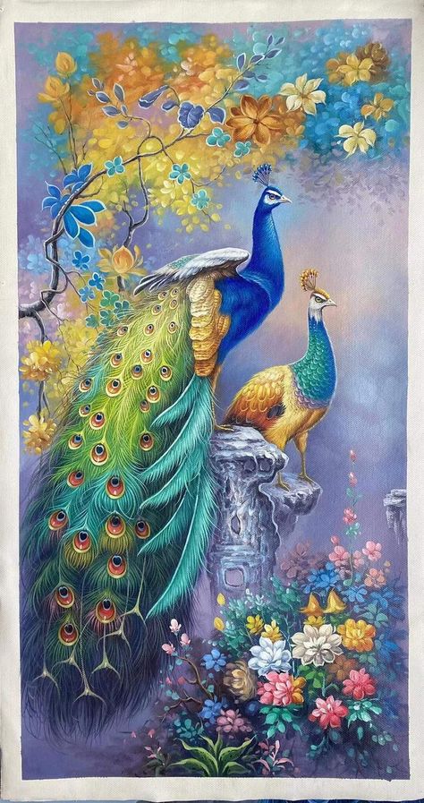 Peacock painting in stock. in 2022 | Peacock painting, Peacock artwork, Art painting gallery Canvas Painting Ideas Peacock, Two Peacock Painting, Vintage Peacock Art, Painting A Peacock, Indian Peacock Art, Painting For Competition, Peacocks Paintings, Peacock Art Painting, Peacock Wall Painting