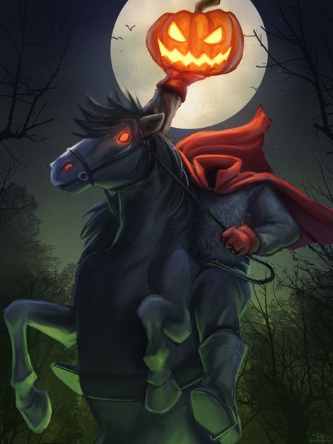 Headless Horseman Drawing, Sleepy Hollow Headless Horseman, Sleepy Hollow Halloween, Mystical Pictures, The Legend Of Sleepy Hollow, Legend Of Sleepy Hollow, Headless Horseman, Halloween Decorations Diy Outdoor, Art Basics