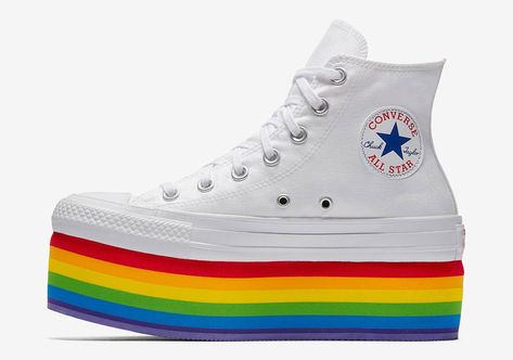 Converse Pride x Miley Cyrus Chuck Taylor All Star Platform High Top Pride Converse, Zapatillas All Star, Style Doc Martens, Rainbow Converse, All Star Platform, Galaxy Converse, Galaxy Vans, Pride Shoes, Style Converse