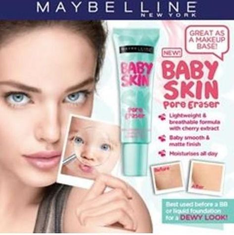 Price 699rs only Maybelline Baby Skin, Pore Primer, Poreless Skin, Pore Eraser, Nose Pores, Makeup Store, Skin Pores, Unclog Pores, Moisturizer With Spf