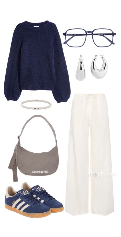 Blue Linen Pants Outfit, White Linen Pants Outfit, Linen Pants Outfit, Pants Outfit Fall, Winter Pants Outfit, Autumn School Outfit, Lazy Day Outfit, White Linen Pants, Cold Outfits