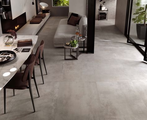 Modern interiors from Minoli Tiles.   Presenting Minoli Boost Pearl concrete-look tiles for floor and walls. Use this matte porcelain tile throughout the home and extend out to the exterior to maximise the visual of space.  #minoli #tiles #concreteeffecttiles #concretelooktiles #concreteeffect #concretetiles #porcelaintiles #greyconcretetiles #floortiles #brushedconcrete #brushedconcretetiles #greytiles #greyconcretetiles #greyfloortiles #greymattetiles #mattegreytiles Atlas Concorde, Pearl Tile, Concrete Look Tile, Large Format Tile, Modern Tiles, Grey Tiles, Tile Projects, Concrete Tiles, Porcelain Flooring