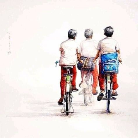 Cycle Painting, Indian Boy, Going To School, Affordable Art, Art Fair, The White, The Beauty, White Background, Bicycle