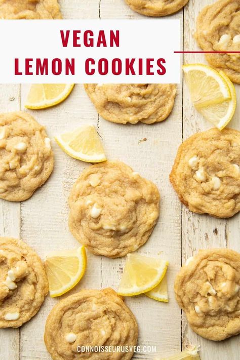 Vegan Lemon Cookies, White Chocolate Chips Recipes, Cookies With White Chocolate Chips, Dairy Free White Chocolate, White Chocolate Desserts, Cookies With White Chocolate, Vegan White Chocolate, Vegan Cookies Recipes, Vegan Chocolate Chip Cookies