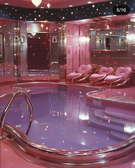 Dream Space Architecture, Chaos Dreamland, 80s Interior, Dream Bedroom Inspiration, Indoor Swimming Pool, Free Move, Swimming Pool House, Dream Life House, Deco Rose