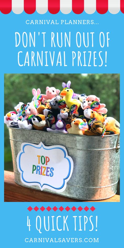 Carnival Birthday Prizes, Carnival School Party, Carnival Game Prize Ideas, Carnival Booths Ideas, End Of Year Carnival Party, Carnival Prizes For Adults, Cheap Carnival Prizes, Backyard Carnival Birthday Party Decor, Carnival Theme Picnic