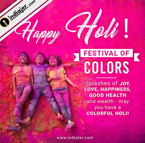 Happy Holi wishes greeting card for Social Media Happy Holi Wishes Creative, Holi Wishes Creative, Holi Wishes Quotes, Happy Holi Wallpaper, Happy Holi Quotes, Holi Messages, Social Media Poster Design, Media Poster Design, Holi Greetings