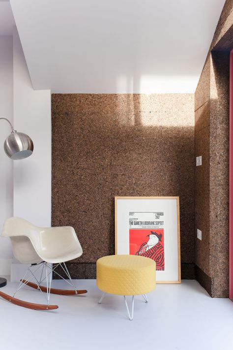 Cork House by Nimtim Architects is a cork-clad extension to a Victorian home Cork Decor, Cork House, Eames Rocking Chair, Victorian Terrace House, London Townhouse, Wood Staircase, Cork Wall, Prayer Wall, Cork Flooring