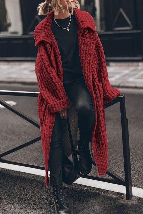 Grunge Winter Outfits, Grunge Outfits Winter, Grunge Winter, Autumn Outwear, Long Cardigan Sweater, Trendy Jackets, Sweater Oversized, Trendy Fall Outfits, Oversized Coat