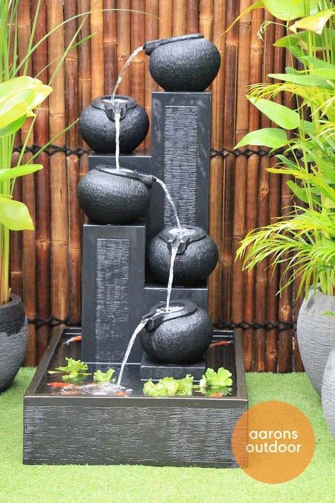 Homemade Water Fountains, Waterfall Ideas, Water Wall Fountain, Water Fountain Design, Tattoo Garden, Fountain Ideas, Kolam Koi, Taman Air, Indoor Water Features