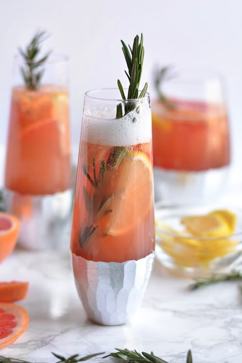 We can't wait to try this bubbly grapefruit sangria for a festive brunch cocktail. Winter Sangria Recipes, Citrus Sangria, Winter Sangria, Sweet Champagne, Pink Moscato, Champagne Brunch, Brunch Cocktails, Winter Cocktails, Sangria Recipes