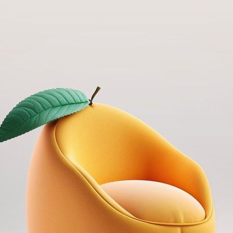 Fruit Interior Design, Fruit House Decor, Fruit Living Room, Furniture That Looks Like Food, Organic Interior Design Concept, Food Shaped Decor, Fruit Furniture Design, Food Themed Furniture, Fruit Stool