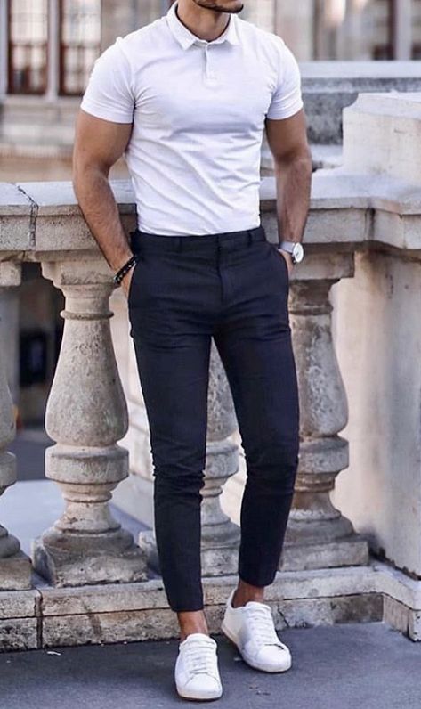 Mens Fashion Tips, Guerriero Samurai, Sneakers Outfit Men, Custom Dress Shirts, Polo Shirt Outfits, Smart Casual Menswear, Mens Casual Outfits Summer, Men With Street Style, Stylish Men Casual