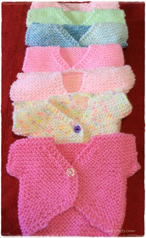 .Linda's Crafty Corner: Sweet Little Tops. Baby Cardigan Knitting Pattern Free, Baby Doll Clothes Patterns, Baby Hat Knitting Pattern, Knitting Patterns Free Sweater, Knitting Dolls Clothes, Baby Sweater Knitting Pattern, Knit Baby Sweaters, Baby Cardigan Knitting Pattern, Baby Knitting Patterns Free