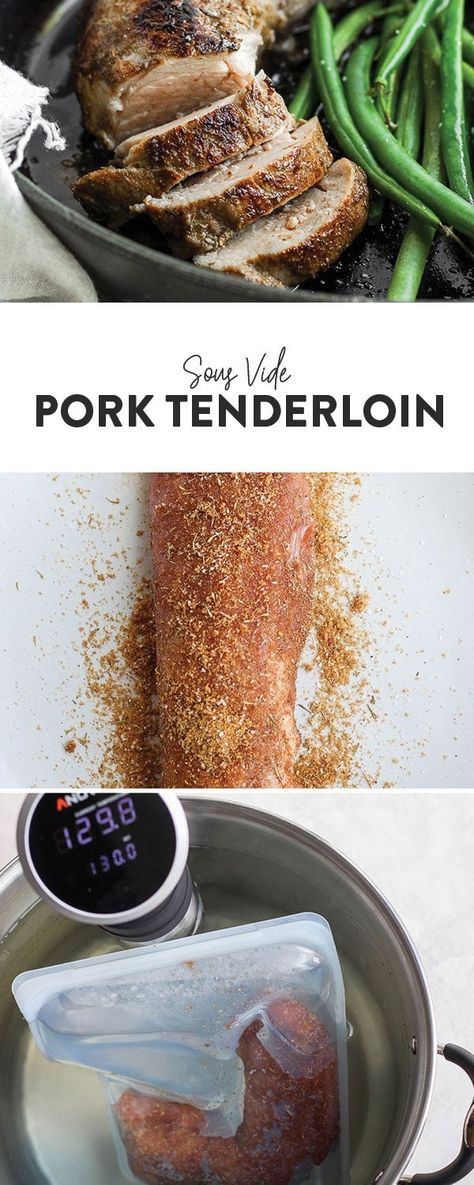 This Sous Vide Pork Tenderloin is flavorful, juicy, and perfectly cooked every time. Learn how to season and sous vide a pork tenderloin in no time. Pork Tenderloin Sous Vide, Sous Vide Pork Tenderloin, Sous Vide Cheesecake, Sous Vide Pork, Clean Dinner Recipes, Detoxifying Food, Pork Seasoning, Fit Foodie Finds, Pork Rub