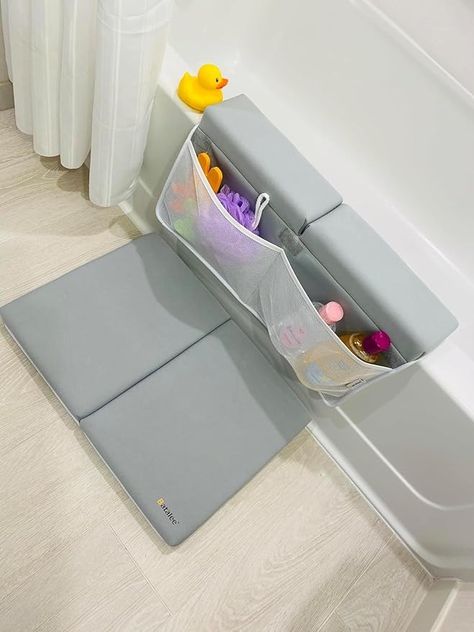 Amazon.com: BATALEE Foam Baby Bath Kneeler and Elbow Rest Pad Set - Non-Slip Painless Thick Kneeling Pad - Bath Toy Organizer - X-Large Gray : Baby Bath Toy Organizer, Bath Kneeler, Bath Toy Organization, Kneeling Pad, Toy Organizer, Bath Toy, Laundry In Bathroom, Bath Toys, Baby Bath