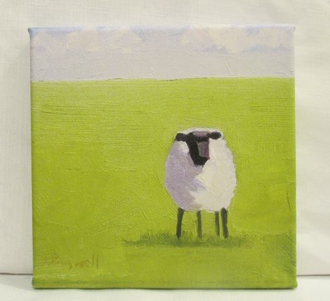 Painting Of Sheep, Sheep Paintings On Canvas, Sheep Canvas Painting, Sheep Paintings On Canvas Easy, Painting Sheep Acrylic, Lamb Acrylic Painting, Acrylic Animals, Painting Sheep, Watercolor Basics