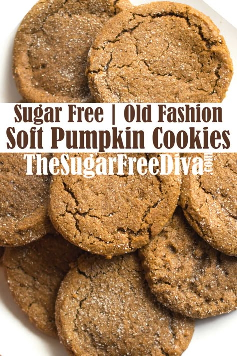 Sugar Free Soft Pumpkin Cookies #sugarfree #pumpkin #cookies #recipe #dessert #yummy #recipe Ww Cookies, Pumpkin Cookies Recipe, Sugar Free Cookie Recipes, Sugar Free Desserts Easy, Dolce Poche Calorie, Soft Pumpkin Cookies, Pumpkin Cookie Recipe, Sugar Free Baking, Sugar Free Recipes Desserts