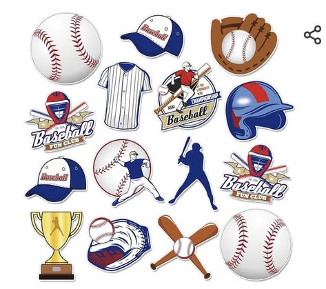 Baseball Cake Topper Printable, Baseball Stickers Free Printable, Baseball Printables Free, Baseball Cutouts, Baseball Party Theme, Baseball Printables, Baseball Decorations, Baseball Cake, Baseball Theme Party