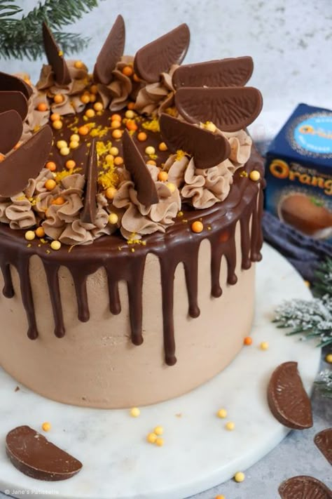 Terry's Chocolate Orange Drip Cake! - Jane's Patisserie Orange Drip Cake, Terrys Chocolate Orange Cake, Valentine Baking Recipes, Orange Cake Decoration, Chocolate And Orange Tart, Orange Birthday Cake, Chocolate Orange Cheesecake, Dairy Free Chocolate Cake, Janes Patisserie