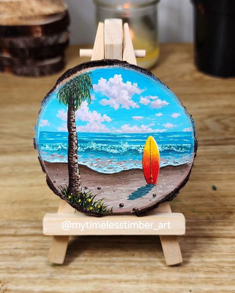 Bethany Ann C. | My newest painting 💛 Another Tabletop Timber. I am loving them so much! ☺️ "In the Sun-kissed Forest" An acrylic painting done on a… | Instagram Enchanted Painting, Forest Enchanted, Round Painting, Fallen Tree, I Am Loving, Wood Cut, Mini Canvas Art, Mini Canvas, Wood Rounds