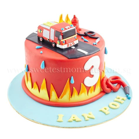 Frosting Types, Firefighter Birthday Cakes, Fire Engine Cake, Fire Truck Cake, Fire Fighter Cake, Fireman Cake, Fire Cake, Construction Birthday Cake, Toddler Birthday Cakes