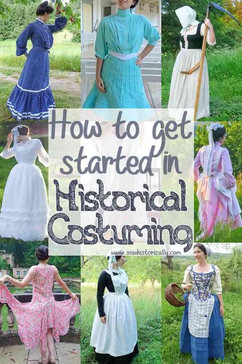 Do you want to make your own historical costumes on a budget? These are my 8 tips on how to get started in historical costuming! Historical Costume Patterns, Historical Skirt Pattern, Sewing Historical Clothing, Easy Historical Costumes, Diy Historical Costume, Historical Sewing Projects, Dress Sewing Tips, Historical Sewing Techniques, Pioneer Dress Pattern Free