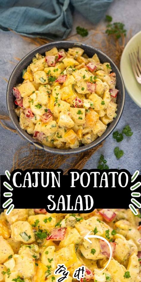 New Orleans Potato Salad, Creole Potato Salad, Shrimp Potato Salad, Indian Potato Salad, Cajun Potluck Dishes, Cajun Christmas Food, Cajun Pasta Salad, Cajun Salad, Bbq Potato Salad