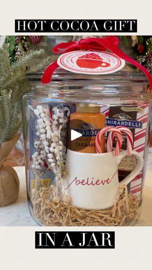 138K views · 10K reactions | Hot cocoa gift in a jar idea for Christmas time!🎄Save for your holiday gift ideas! ❤️ So fun to customize with hot cocoa ingredients for a cozy winter night in 🥰 | Tara Panasiuk Coffee Bar In A Jar Gift, Hot Coco Basket Ideas, Hot Chocolate Kits Diy, Hot Cocoa Box Gift Ideas, Hot Cocoa Gift Basket Ideas, Hot Cocoa Mug Gift, Christmas Hot Chocolate Gifts, Hot Chocolate Gift Basket, Cozy Winter Night