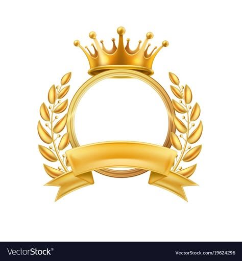 Laurel Wreath Crown, Crown Tattoo Design, Gold Banner, Photo Logo Design, Crown Tattoo, Golden Crown, Crown Logo, Certificate Design, Kings Crown