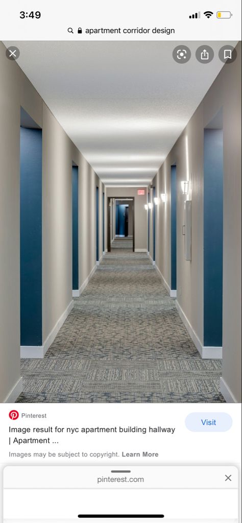 Apartment Building Hallway, Corridor Design Ideas, Building Hallway, Condo Hallway, Hallways Design, Apartment Corridor, Condo Lobby, Hallway Paint, Green Bedroom Aesthetic