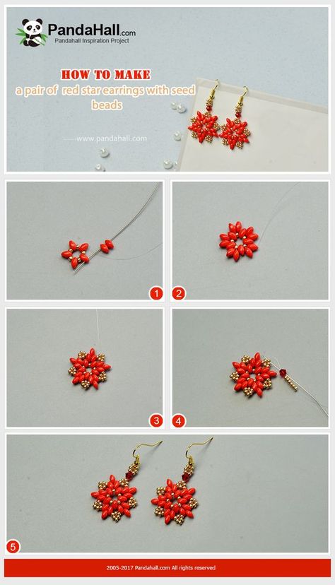 Earrings Handmade Tutorial, Seed Beads Diy, Christmas Jewelry Diy, Anting Manik, Beaded Earrings Diy, Diy Jewelry Inspiration, Beaded Jewelry Tutorials, Seed Bead Tutorial, Earrings Diy