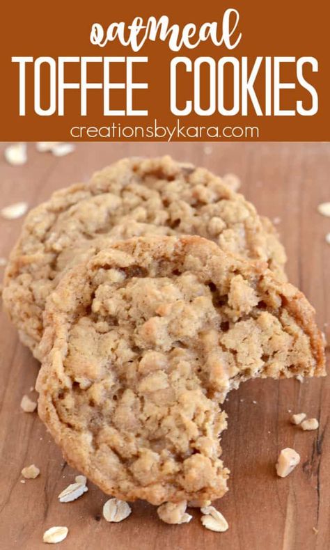 Oatmeal Toffee Cookies, Toffee Cookies Recipe, Jumbo Cookies, Perfect Oatmeal, Toffee Cookie Recipe, Coconut Oatmeal, Easy Sweets, Toffee Cookies, Drink Inspiration