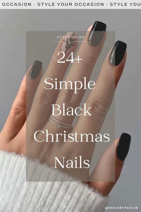 24+ Simple Black Christmas Nails To Try This Holiday Season! Black French Christmas Nails, Simple Black Christmas Nails, Black Christmas Nail Designs Short, Matte Black Christmas Nails, Nails Black Christmas, Black Nails For Christmas, Christmas Nails Short Black, Dark Christmas Nails Acrylic, Christmas Nails Acrylic Black