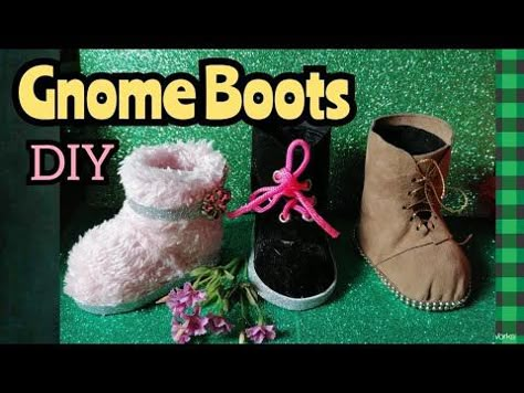 Gnome Boots Diy Patterns Free, Gnome Shoes Diy Patterns, Gnomes Shoes, Gnome Boots, How To Make Boots, Gnome Accessories, Diy Boots, Gnome Shoes, Fabric With Pattern