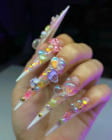 Junk Nails, Nail Business, Wellness Trends, Vibrant Nails, Glow Nails, Crazy Nails, Exotic Nails, Really Cute Nails, Unique Acrylic Nails