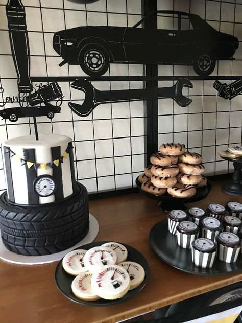 Car Party Decorations For Adults, Ford Party Theme, Fast Furious Party, Car Themed 30th Birthday Party, 50th Birthday Party Ideas For Men Car Theme, Forza Horizon Birthday Party Ideas, Hot Rod Party Ideas, Porsche Party Ideas, Fast And Furious Party Ideas