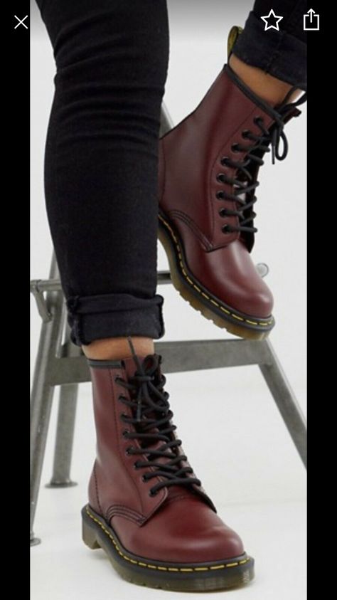 Cherry Red Boots Outfit, Red Doc Martens Outfit, Maroon Combat Boots, Doc Outfits, Maroon Doc Martens, Dr Martens Boots Women, Red Combat Boots, Maroon Boots, Red Doc Martens