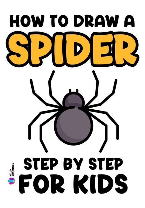 How to Draw a Spider | Easy Drawing Guide for Kids Drawings step by step for kids #drawingsstepbystepforkids Drawing ideas #drawingideas Drawing ideas for kids #drawingideasforkids 4.158 Spider Body Drawing, How To Draw A Spider Easy, How To Paint A Spider, How To Draw A Spider Step By Step, How To Draw Spider Web, How To Draw Spider, How To Draw A Spider Web, Spider Easy Drawing, Drawing A Spider