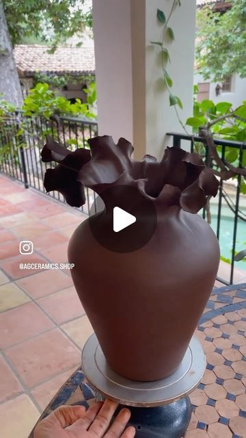 AG Ceramics on Instagram: "Here’s an asymmetrical flutter vase in black clay. This is obsidian by @aardvarkclay.  #goldluster #makersgonnamake #madeinaskutt #homedecor #interiordesign #interiors #gifts #wheelthrowing #handmade #handcrafted #potteryvideos #ceramica.blog #vessel #tabletop #ceramicschool #aardvarkclay #glaze #love_ceramic #potteryforall #pottery_lovers #ceramic_today #ceramicsmagazine #satisfyingvideos #zen #instapottery #potterylove #ceramics_lovers #ceramicsvideo #loveinpottery #the.ceramic.school" Black Clay Pottery Ideas, Black Ceramic Vase, Love Ceramic, Wheel Throwing, Pottery Videos, Black Clay, Clay Pottery, Ceramic Vase, Zen