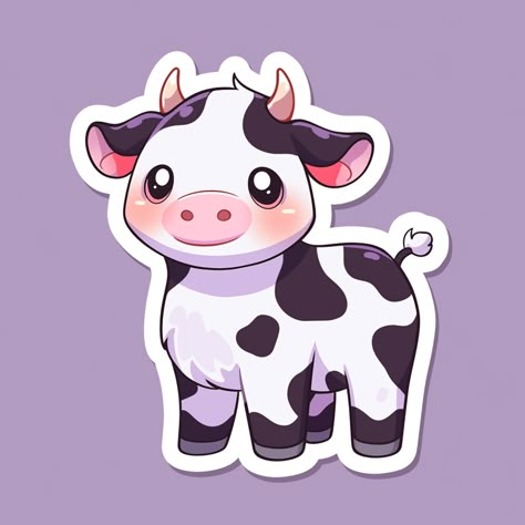 Chibi Cow Drawing, Cute Cow Drawing Cartoons, Cow Cute Drawing, Cute Cow Drawings, Cow Illustration Cute, Cow Drawing Cute, Cartoon Cow Face, Cute Cow Illustration, Chibi Cow