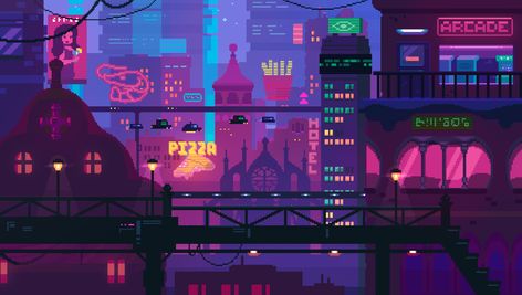 Karina Dehtyar on Twitter: "🌸#faceyourlandscape… " Pixel Circle, Pixel City, Vaporwave Wallpaper, Pixel Animation, Cute Laptop Wallpaper, Pix Art, City Background, Cyberpunk City, Dark City