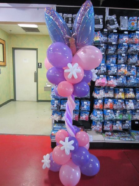 Pink and purple butterfly balloon column. #Love #Girls #Birthday Butterfly Balloon Column, Pink And Purple Butterfly, Butterfly Balloon, Butterfly Birthday Theme, Balloon Displays, Butterfly Baby Shower Theme, Balloons Galore, Balloon Tower, Butterfly Balloons