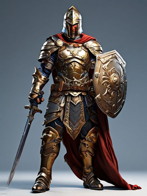 Golden Fantasy Armor, Golden Armor, St Florian, Old Warrior, Best Armor, Crusader Knight, Super Soldier, Knight Armor, Fantasy Fiction