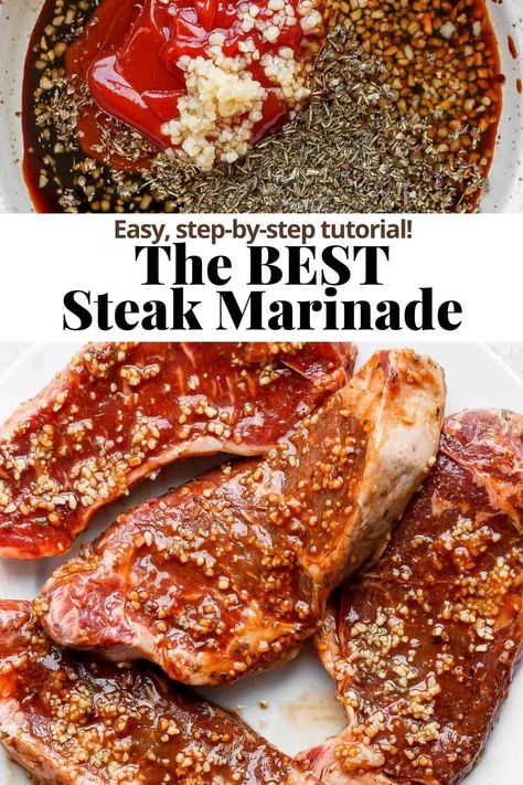 Easy Steak Marinade - a seriously delicious steak marinade that is packed with flavor! Easily make ahead of time and perfect for grilling steak! #steakmarinade #steakmarinaderecipes #steakmarinadeforgrilling #steakmarinadeeasy #steakmarinadebest Simple Steak Marinade, Easy Steak Marinade, Sides Healthy, Steak Marinade For Grilling, Air Fryer Recipes Chicken Wings, Easy Steak Marinade Recipes, Best Steak Marinade, Steak Marinade Easy, Grilling Steak