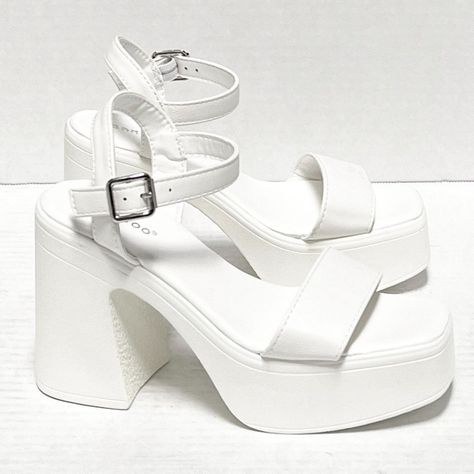 White platform heels