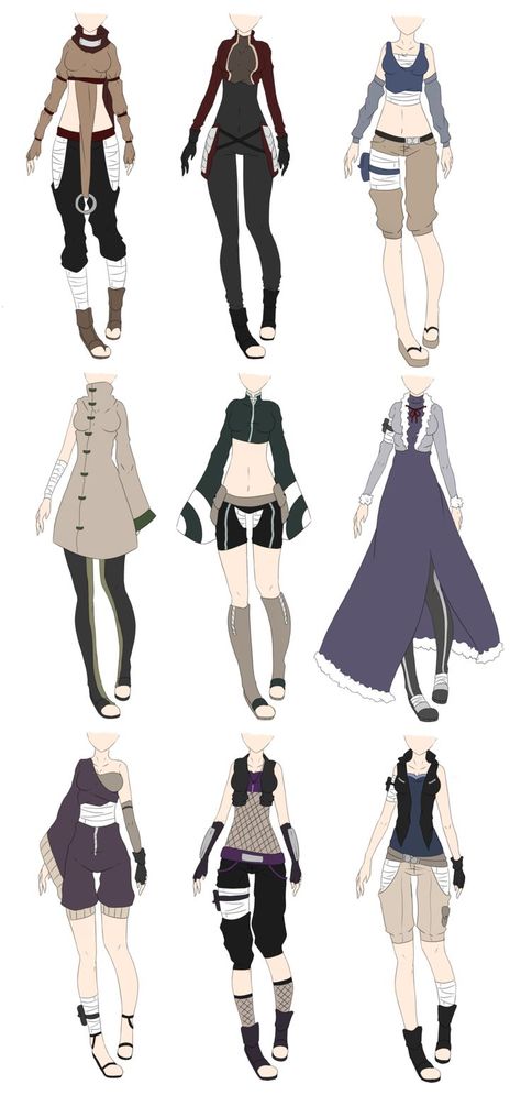 Naruto Outfit Adoptables 2 [CLOSED] by xNoakix3.deviantart.com on @DeviantArt Outfit Adoptables, Types Of Clothes, Ninja Outfit, Clothing Sketches, Anime Dress, Fashion Design Drawings, Drawing Clothes, Fantasy Clothing, Character Outfits