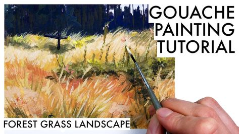 Today I have another tutorial post, a landscape painting with gouache for you. The tall golden grasses and spruce forests are typical for summer in the small Gouache Painting Tutorial, Landscape Gouache, Painting With Gouache, Gouache Landscape, Grass Landscape, Importance Of Art, Learn To Sketch, Landscape Painting Tutorial, Nature Sketch