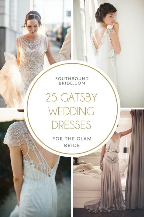 25 Gatsby Glam Wedding Dresses | SouthBound Bride 20s Wedding Dress Gatsby, Vintage Wedding Gowns 1920s, 1920s Inspired Wedding Dress Gatsby, 1920 Style Wedding Dress, Wedding Dresses 20s Style, 1920s Fashion Wedding Dresses, Great Gatsby Wedding Dresses, Gatsby Style Wedding Dress, Vintage Wedding Dresses 1920s